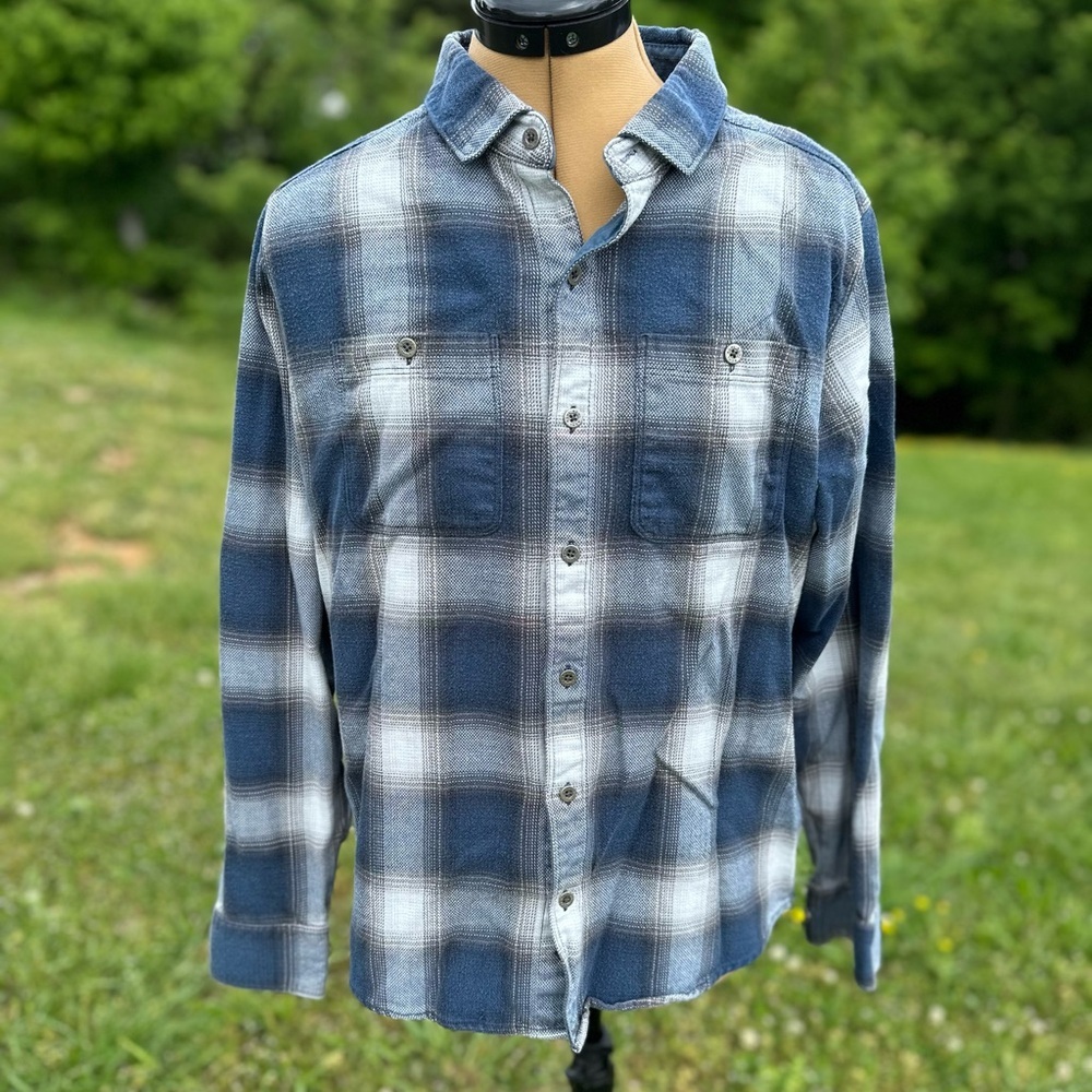 Kuhl Blue and White Plaid Casual Button Down Shirt